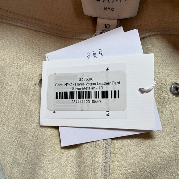 NWT CAMI NYC Hanie Silver Metallic 5 Pocket Jeans Straight Cropped Leg SZ 10 - Picture 9 of 13